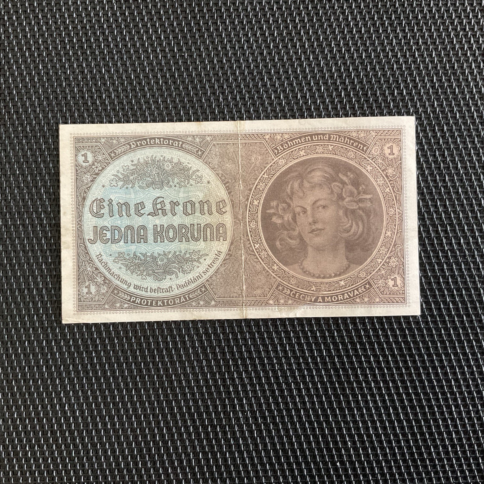 BOHÈME ET MORAVIE: 1 Krona ND 1940, Pick 3a, SUP+/XF+ 🔥