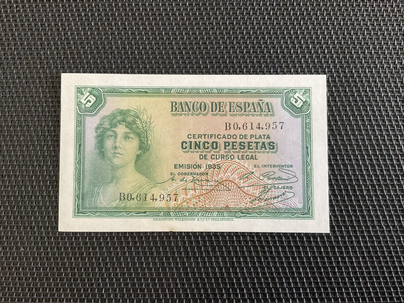 ESPAGNE: 5 Pesetas 1935, Pick 85, Pr.NEUF/AUNC 🔥