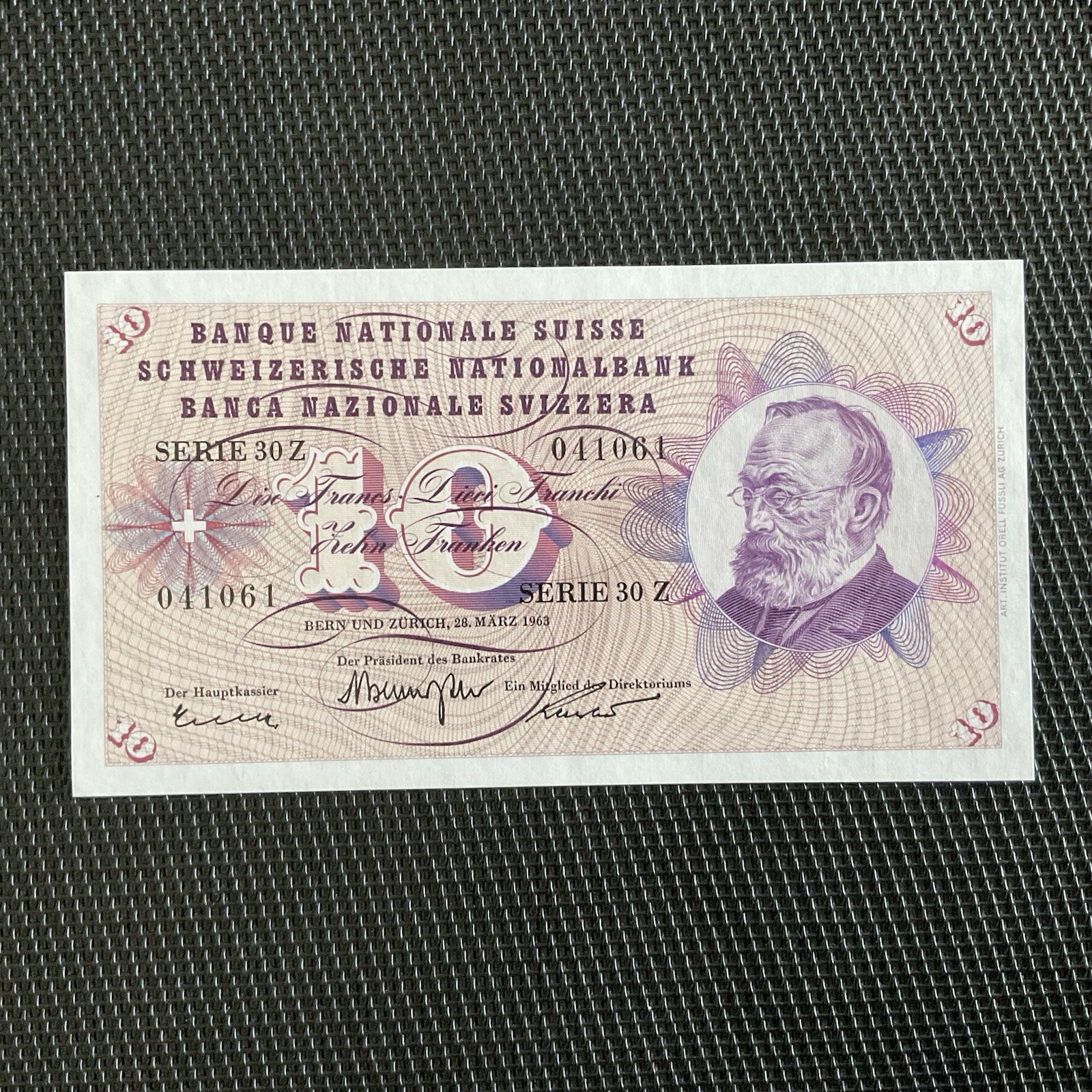 SUISSE: 10 Francs 28/03/1963, Pick 45h Sign 2, Pr.NEUF/AUNC 💥