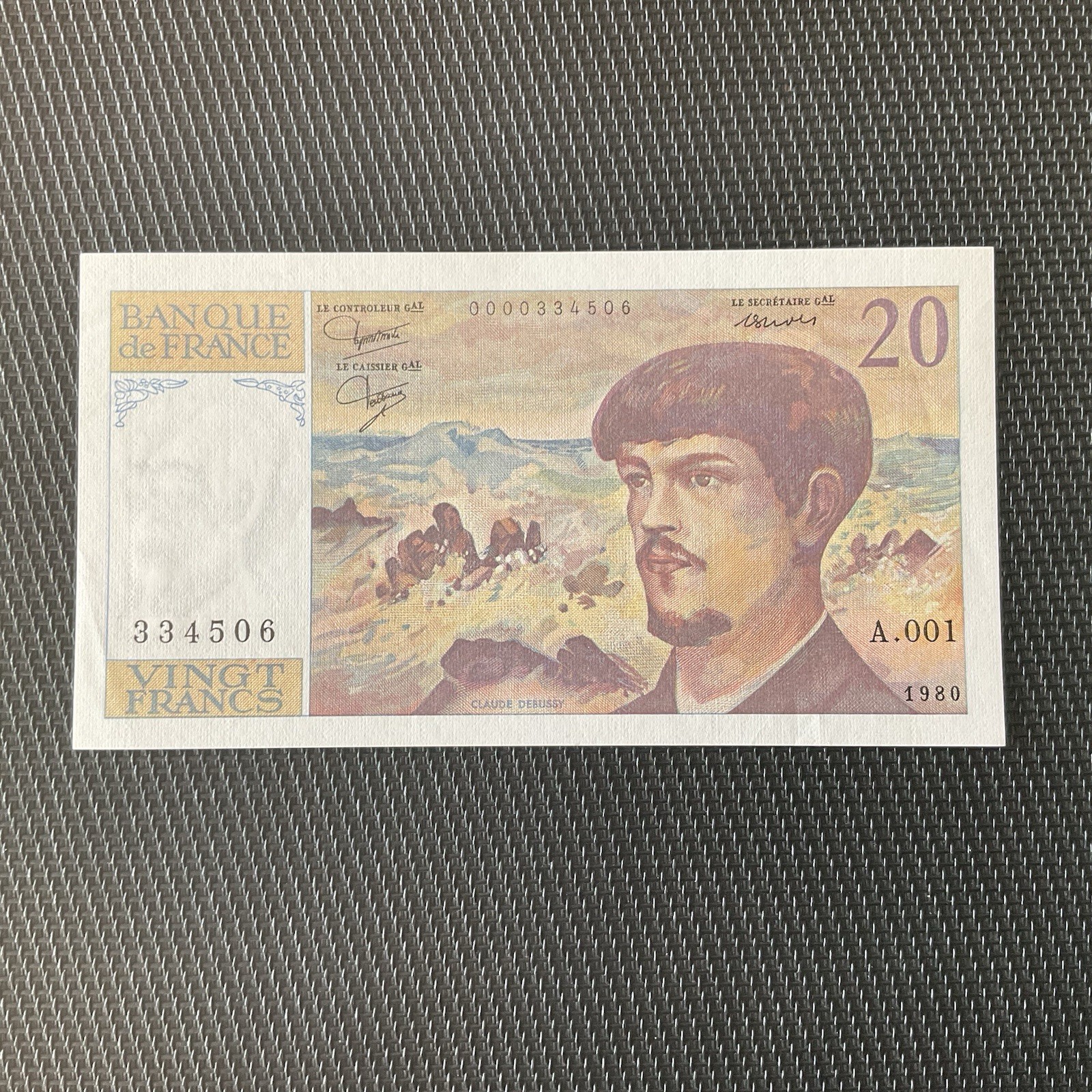 FRANCE: 20 Francs Debussy 1980, Alph A001, F66-01A1, Pr.NEUF/AUNC 🇫🇷