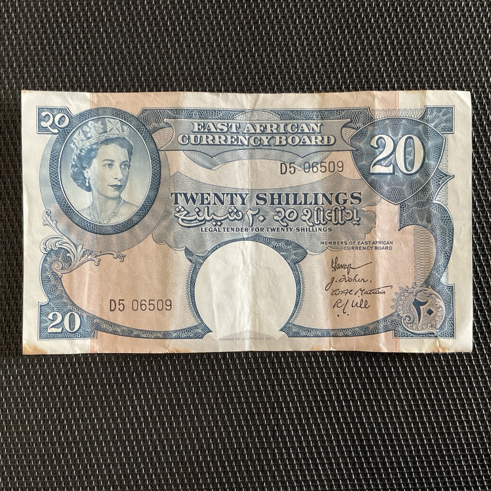 EAST AFRICA: 20 Shillings ND 1958, Pick 39, TTB/VF 🌐