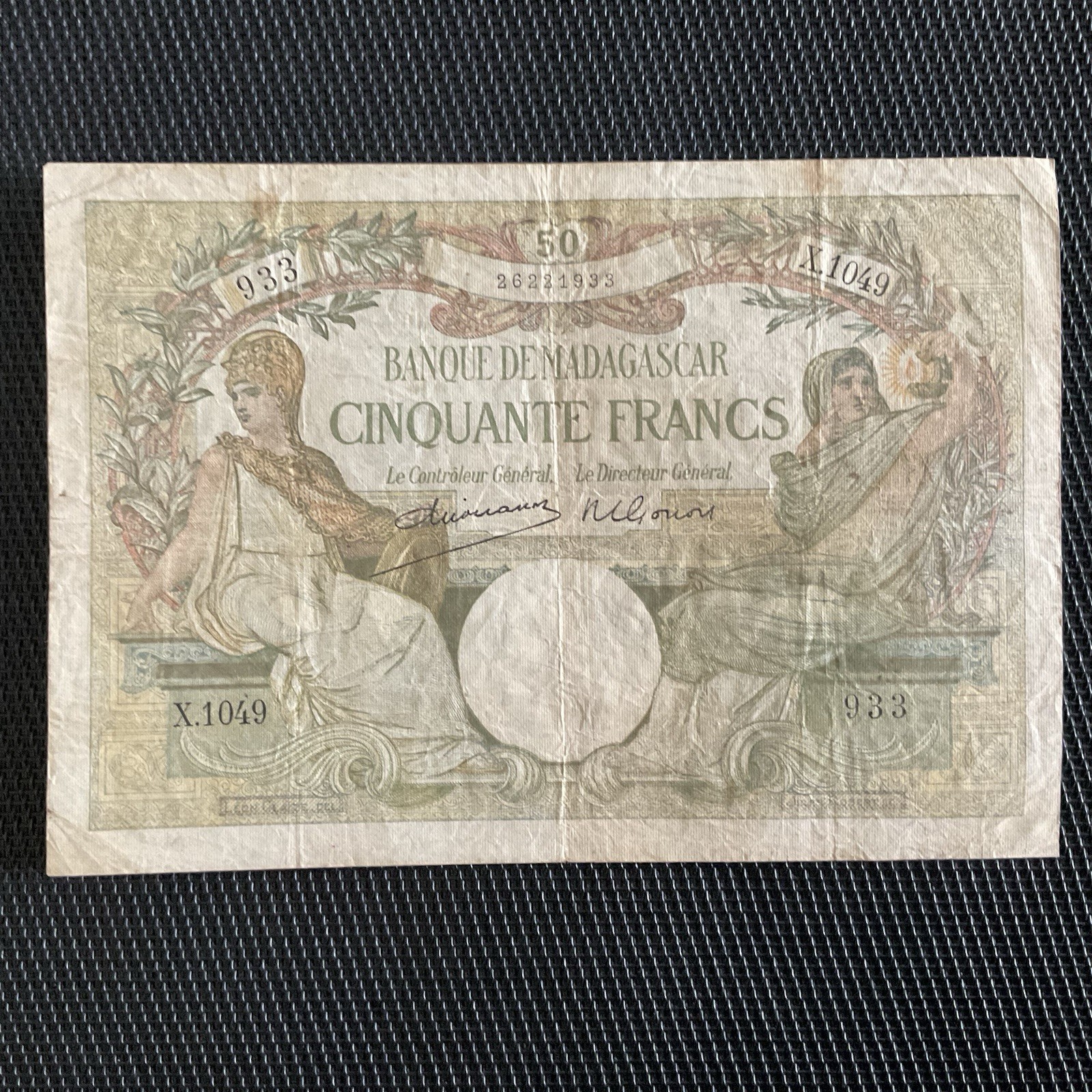 MADAGASCAR: 50 Francs ND 1937, Pick 38c, TB/F 🔥