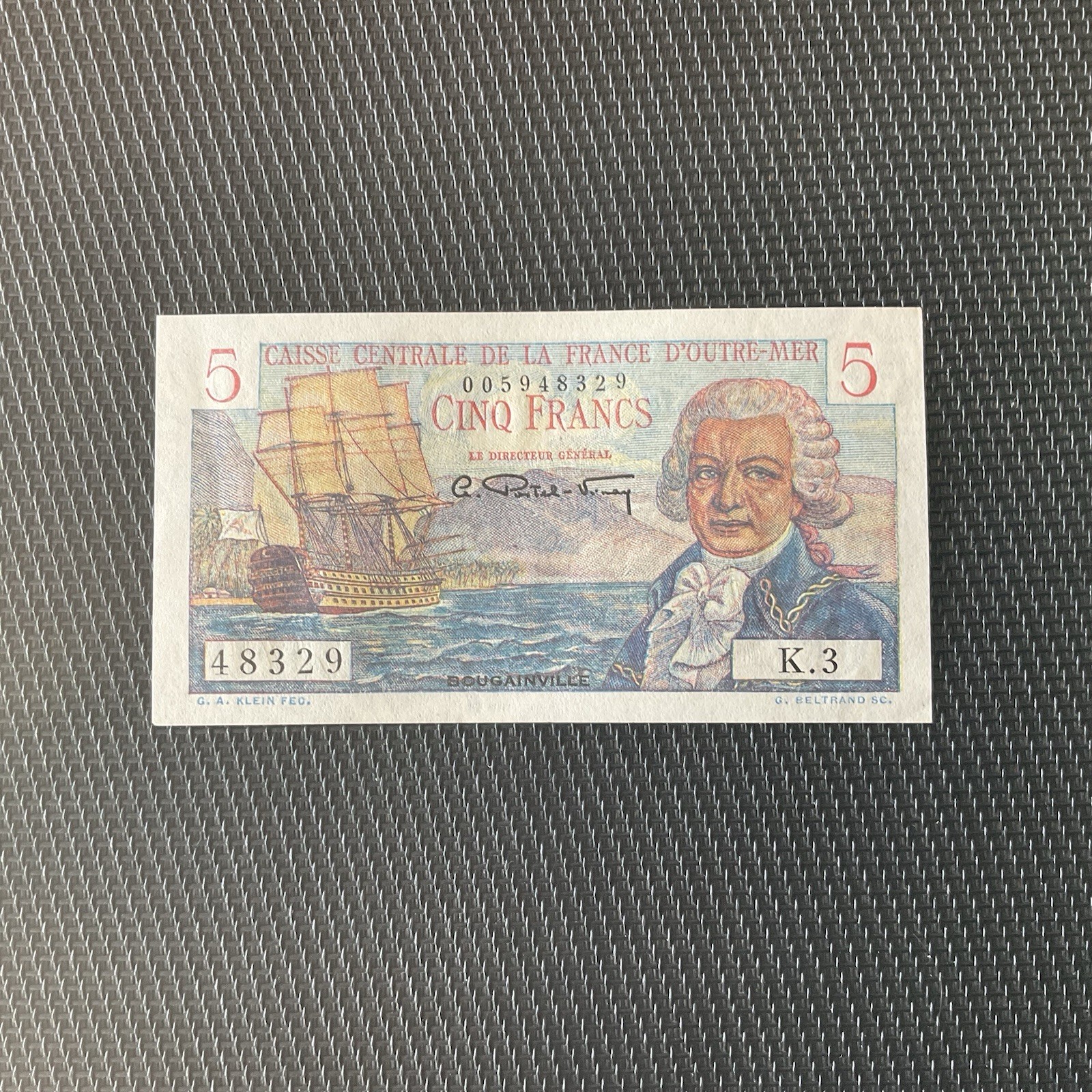 AFRIQUE ÉQUATORIALE FRANÇAISE: 5F  Bougainville 1947, Pick 20B, Pr.NEUF/AUNC...