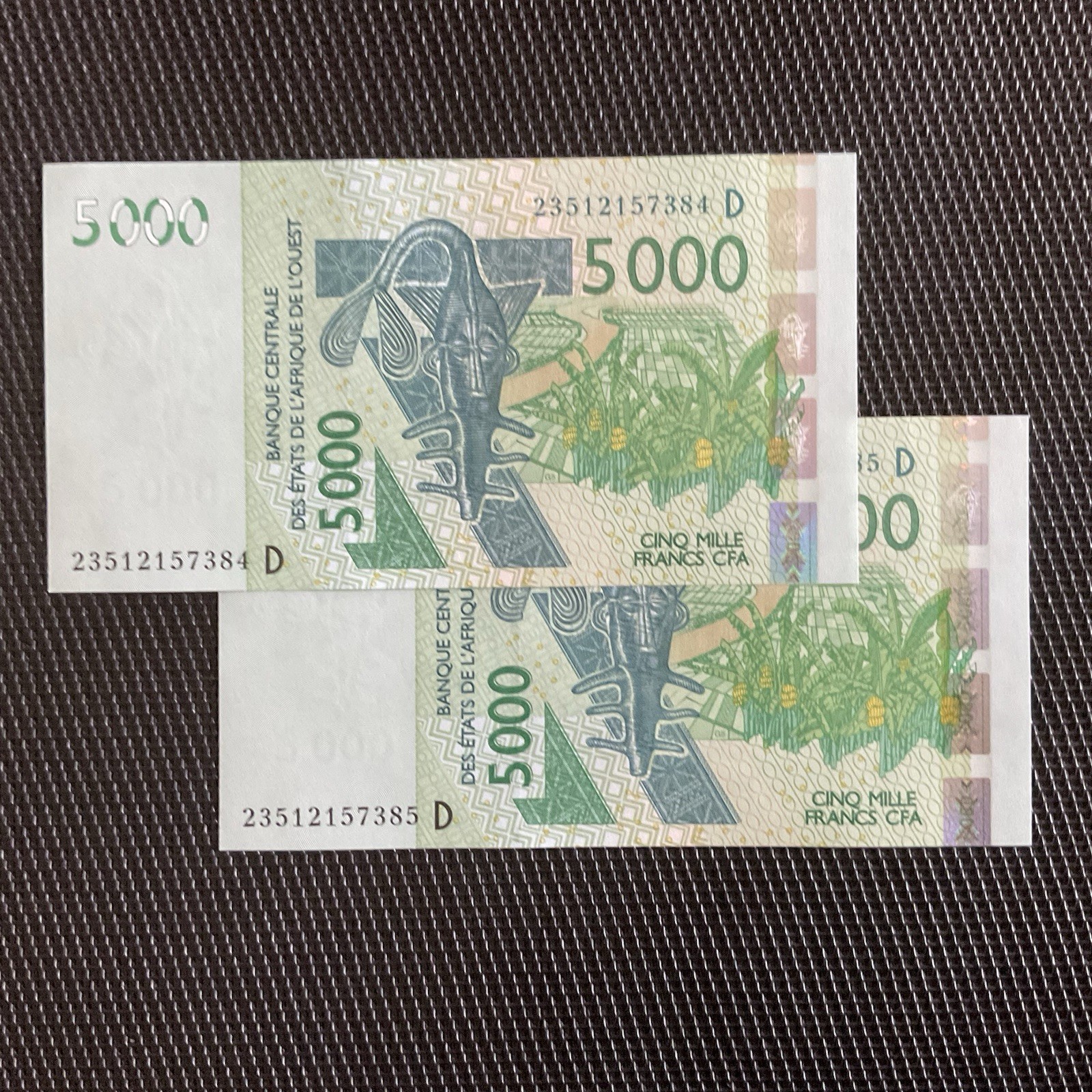 MALI: 5000 Francs 2023, BCEAO, 2 N° Consécutifs, Pick 417Dv, NEUFS/UNC 🔥