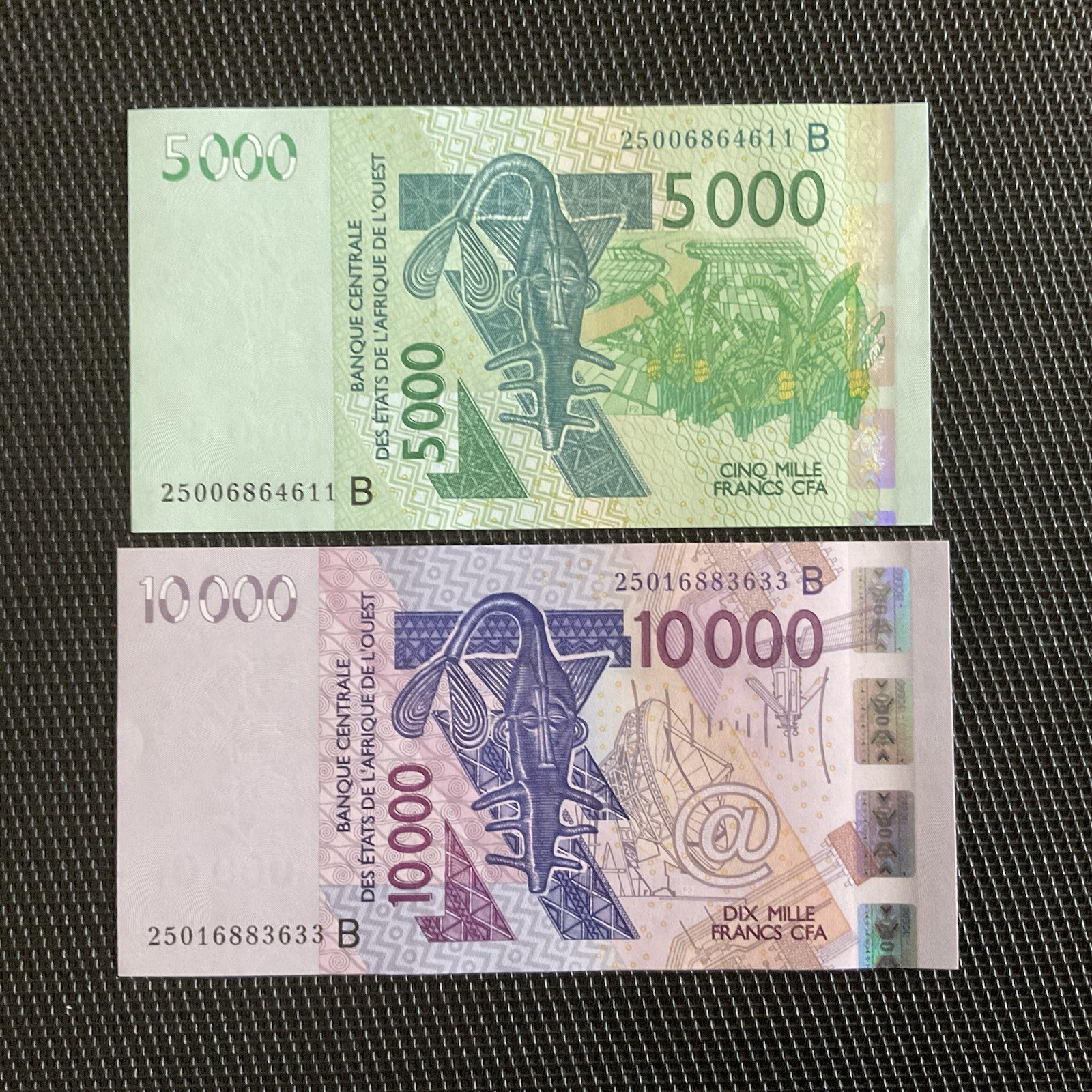 BÉNIN: 5000 et 10000 Francs 2025, BCEAO, Pick 217Bw/218Bx, NEUFS/UNC 🌐