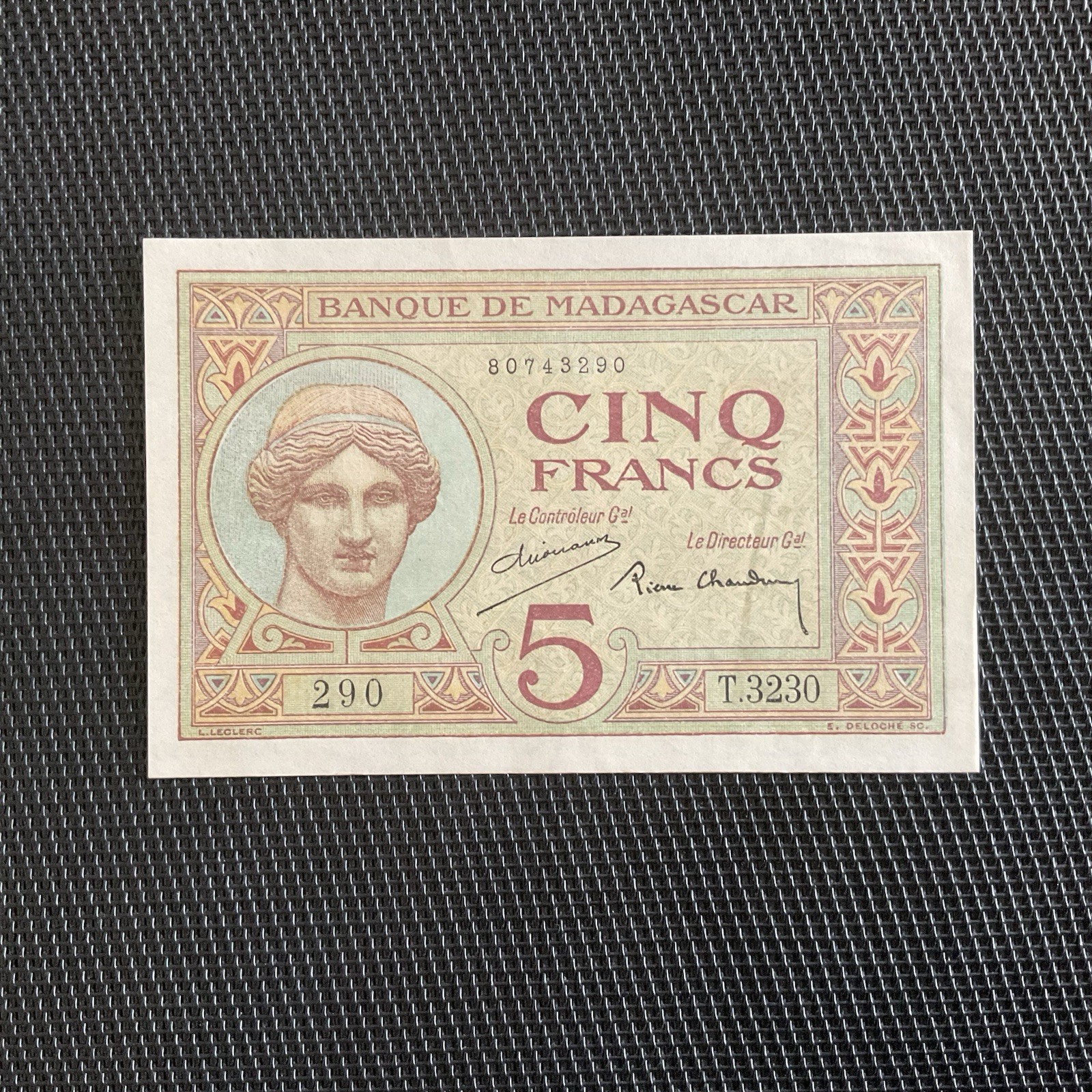 MADAGASCAR: 5 Francs ND 1937, Pick 35b, Pr.NEUF/AUNC 🔥