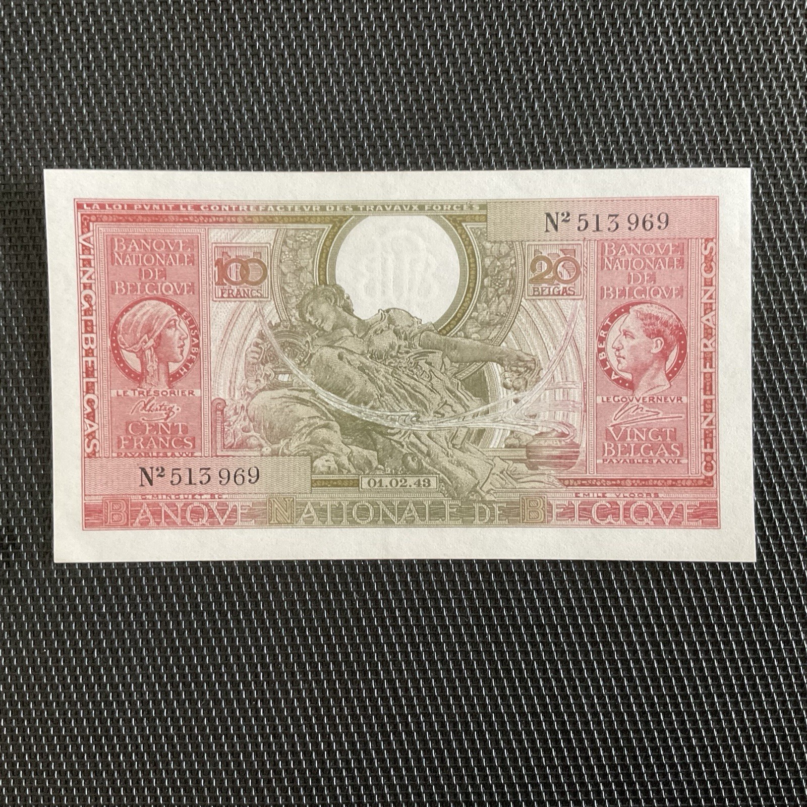 BELGIQUE: 100 Francs 01/02/1943, Pick 123, NEUF/UNC 💥