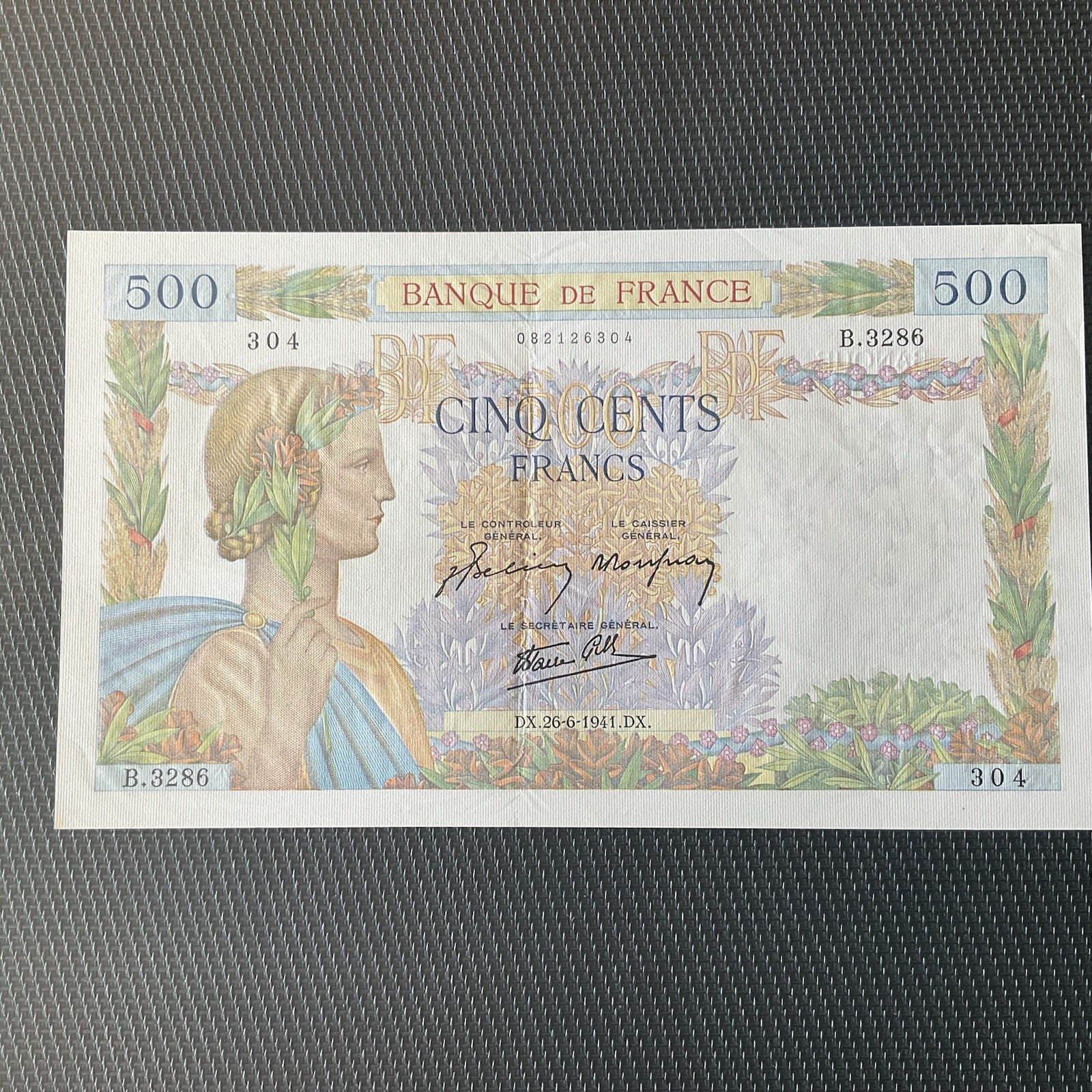 FRANCE: 500 Francs La Paix 26/06/1941, F32-19, SUP+/XF+ 🇫🇷