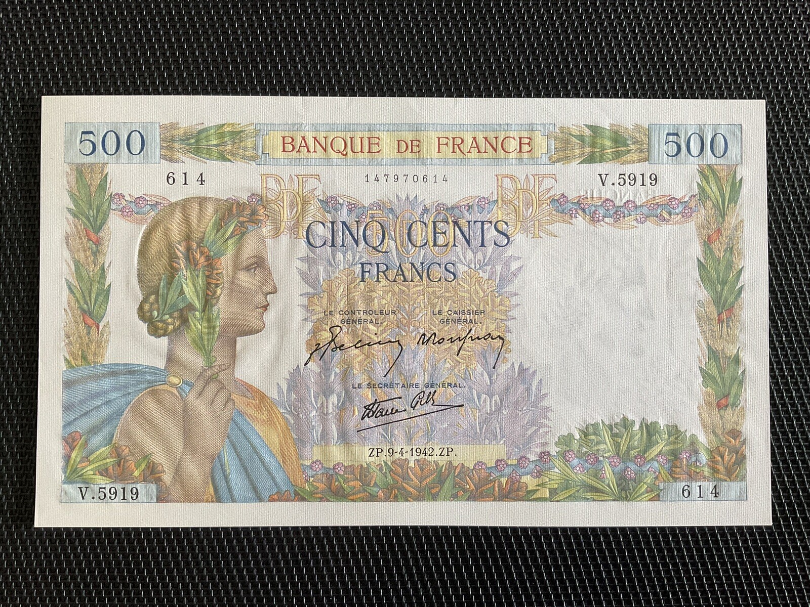 FRANCE: 500F La Paix 09/04/1942, F32/34, Pr.NEUF/AUNC 🇫🇷