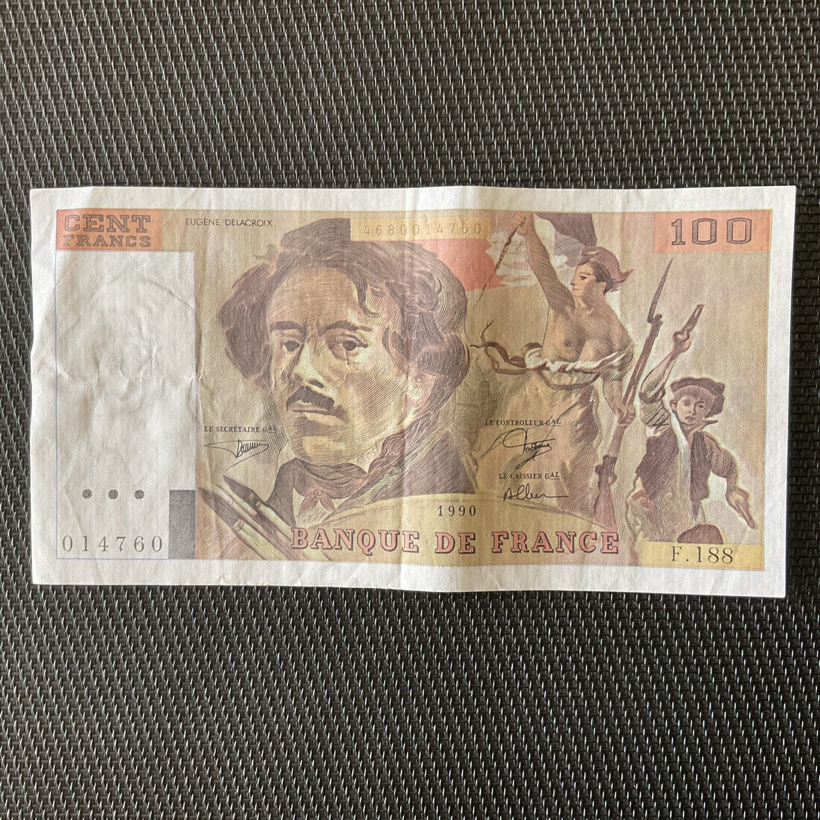 FRANCE: 100 Francs Delacroix 1990, F69bis-02a1, TTB/VF 🇫🇷