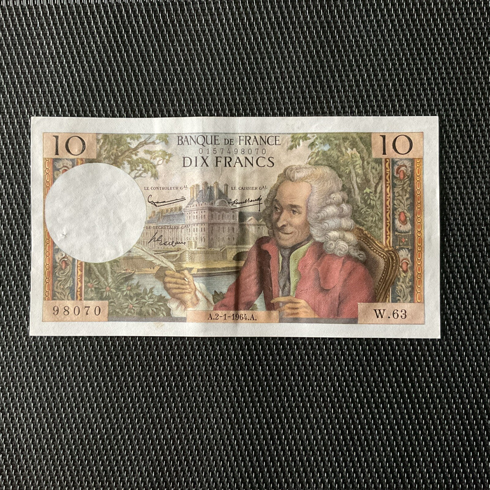 FRANCE: 10 Francs Voltaire 02/01/1964, + Rare, F62-07, SUP/XF 🇫🇷