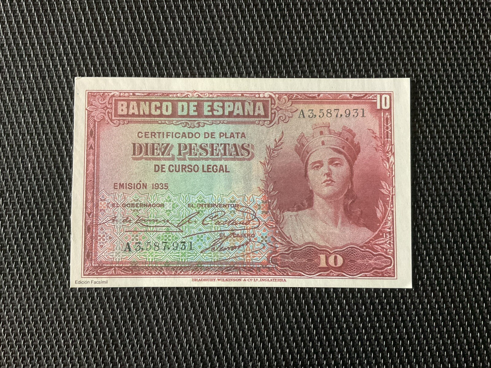 ESPAGNE: 10 Pesetas 1935, Pick 86, NEUF/UNC 💥
