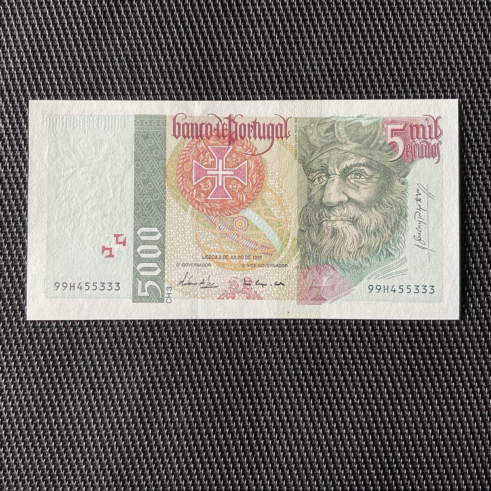 PORTUGAL: 5000 Escudos 02/07/1998, Pick 190e Sign 2, NEUF/UNC 🔥
