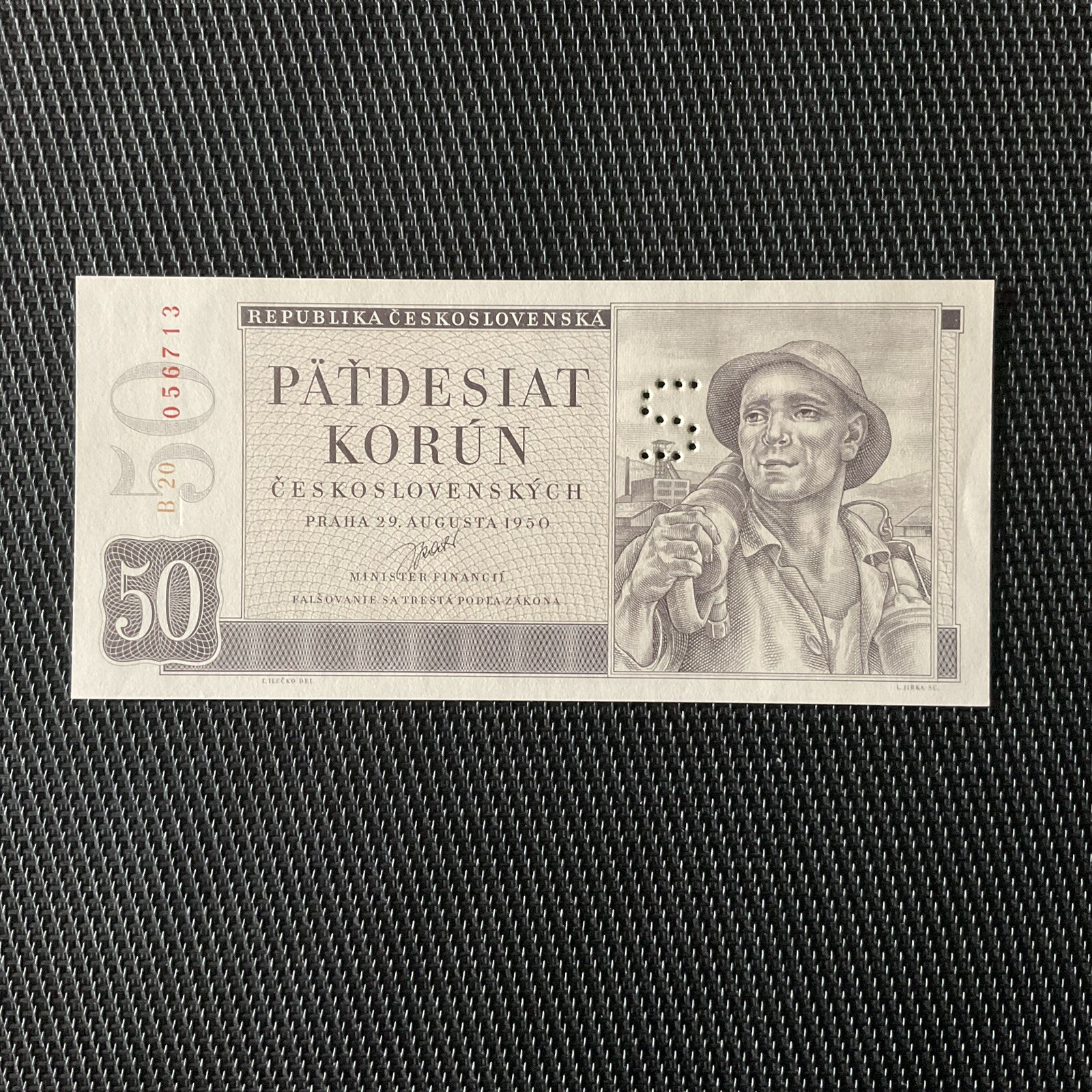 TCHÉCOSLOVAQUIE: 50 Korun 29/08/1950, Pick 71 Spécimen, Pr.NEUF/AUNC 🔥
