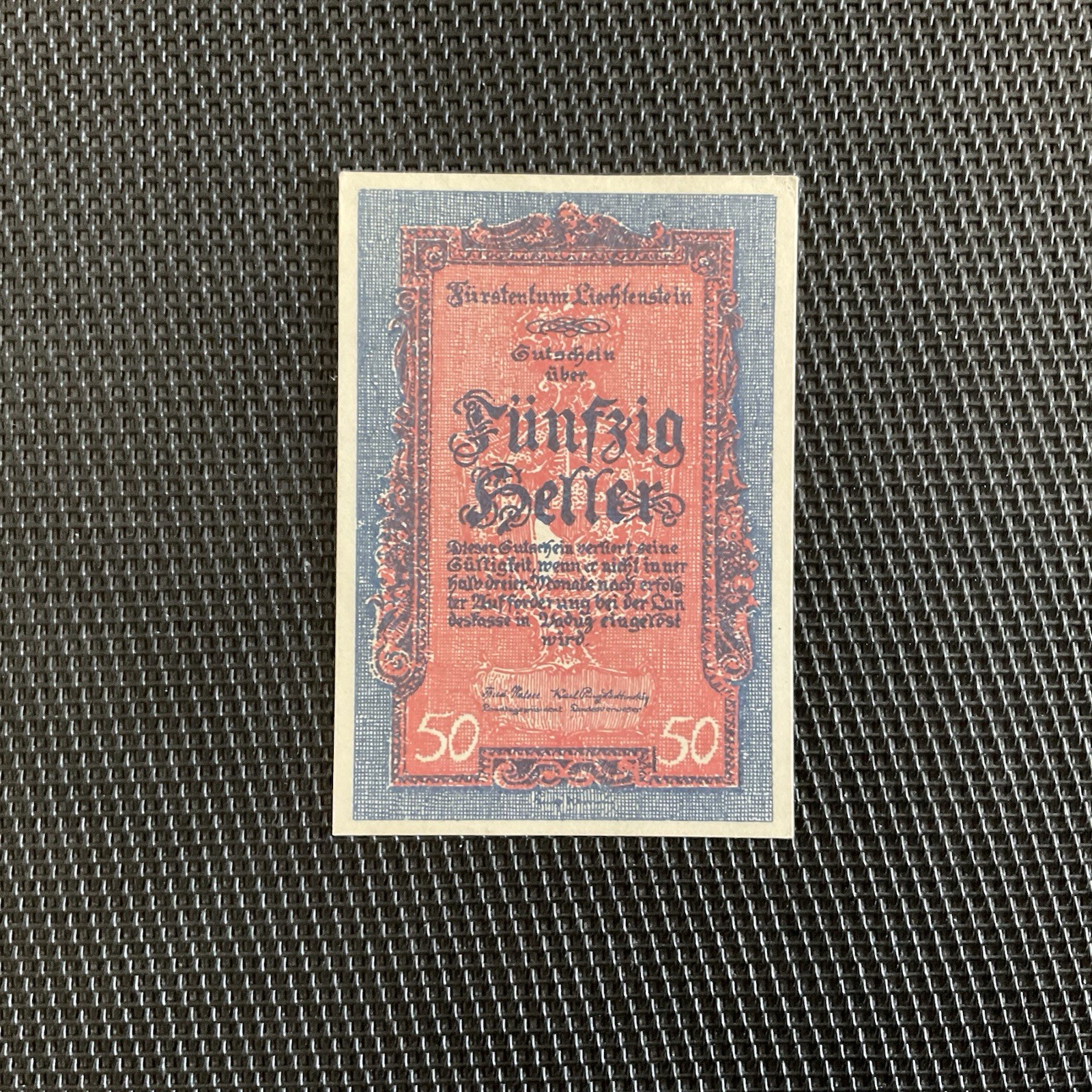 LIECHTENSTEIN: 50 Heller 1920, Pick 3, SPL/AU 🌐