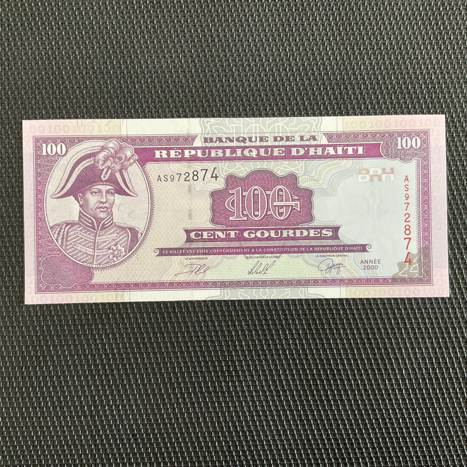 HAÏTI: 100 Gourdes 2000, Pick 268, NEUF/UNC 🌐