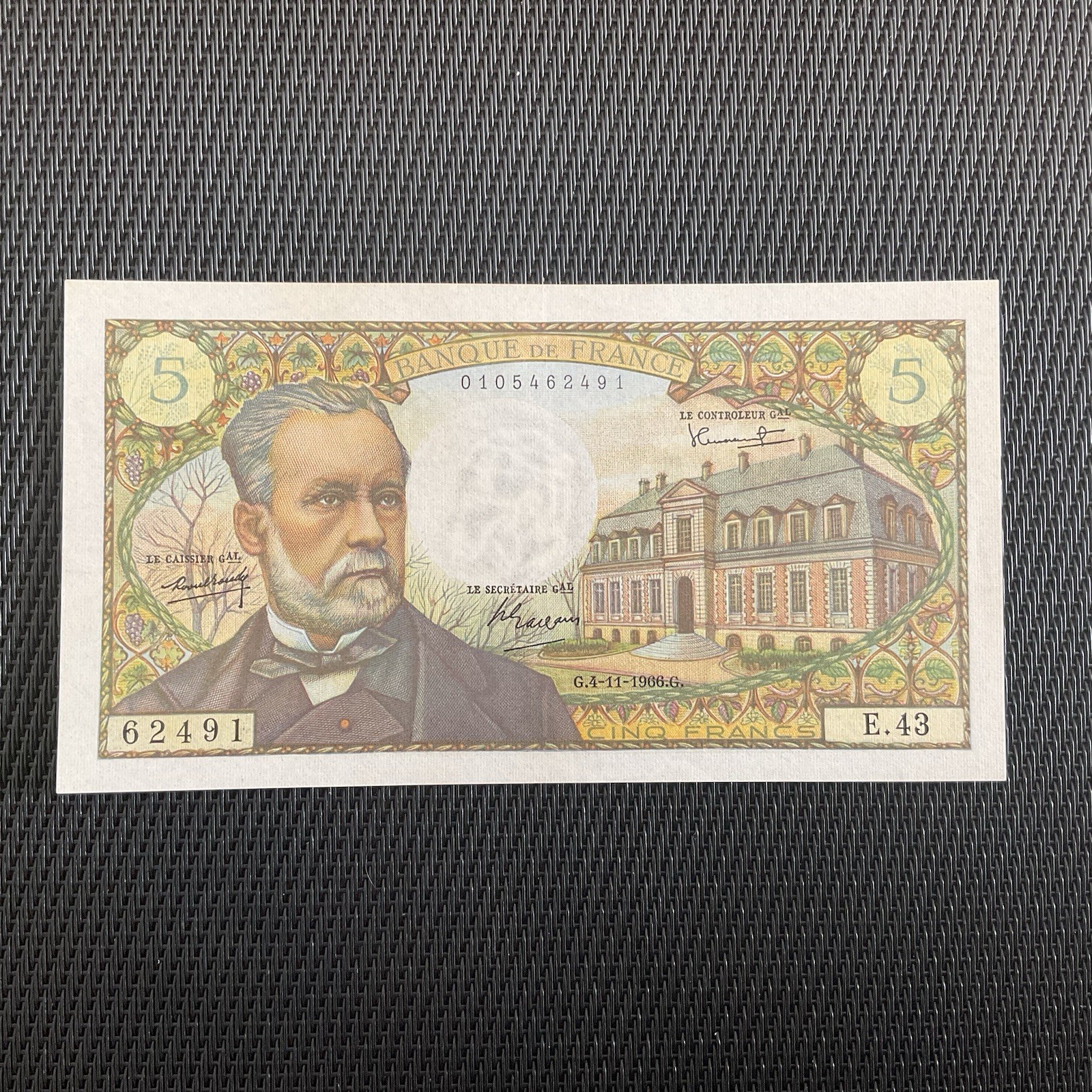 FRANCE: 5 Francs Pasteur 04/11/1966, F61-04, SPL/AU 🇫🇷