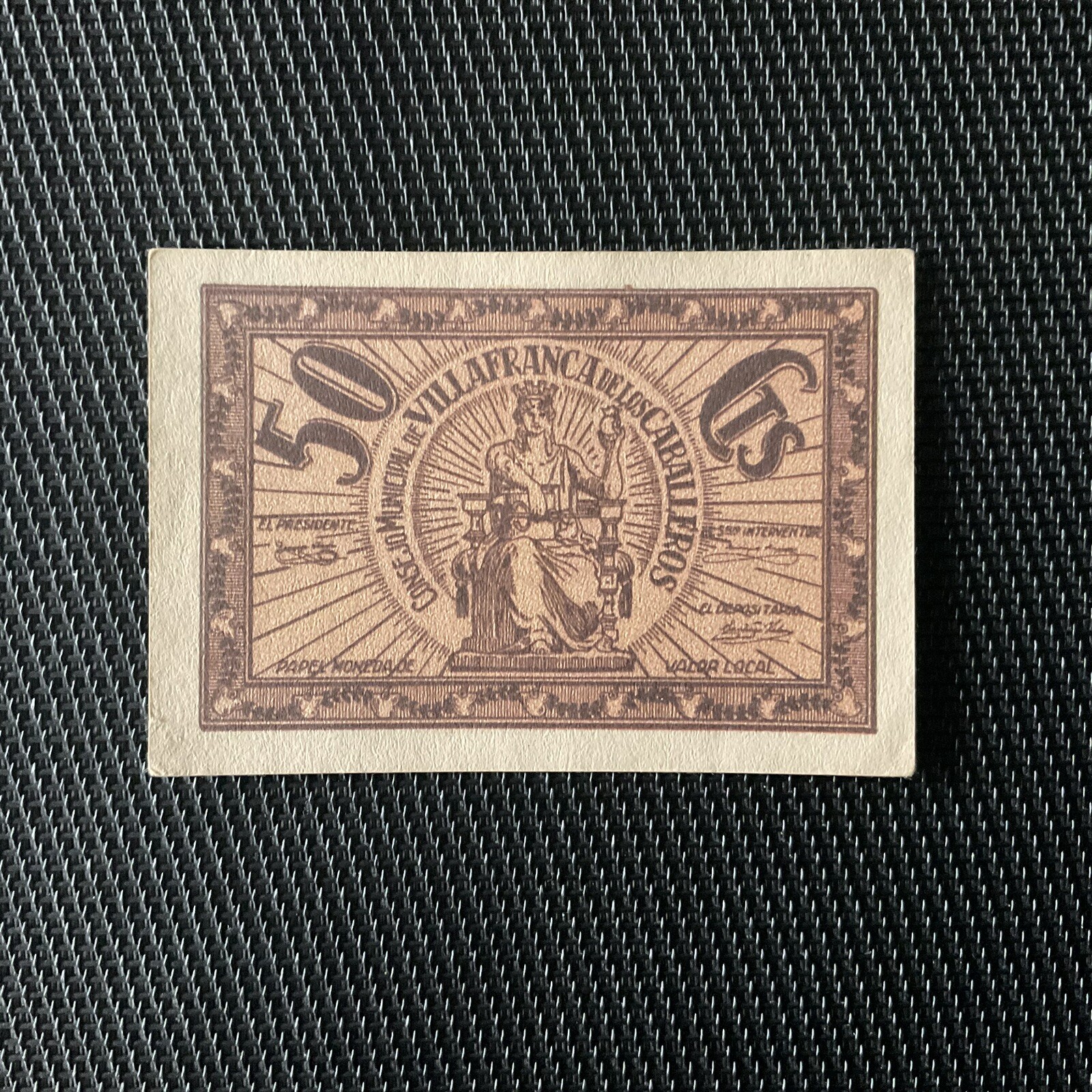 ESPAGNE: 50 Cents 1937, Villafranca De Los Caballeros, Pr.NEUF/AUNC 🌐