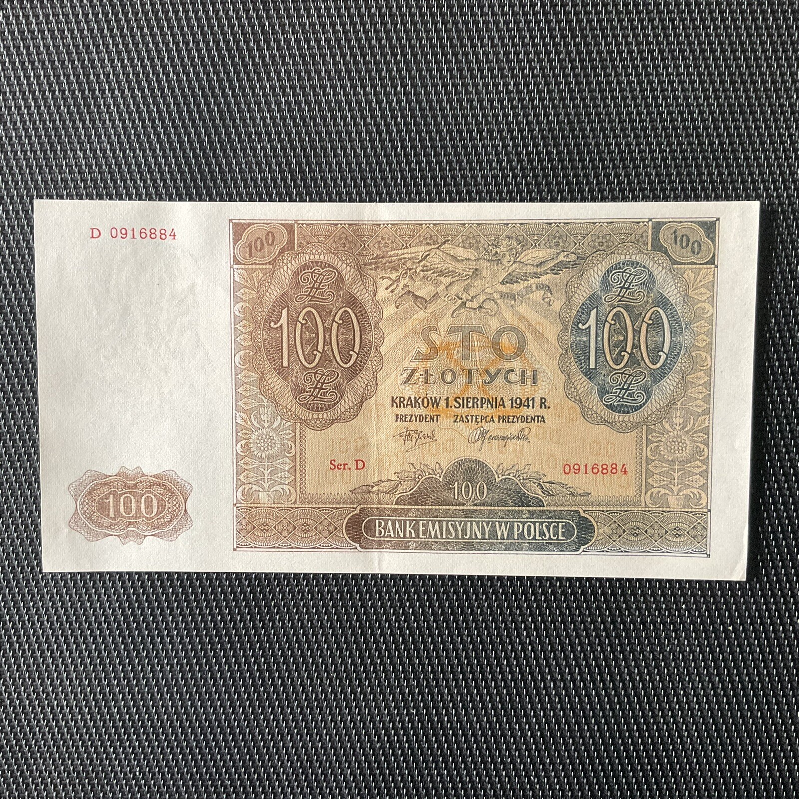 POLOGNE: 100 Zlotys 01/08/1941, Pick 103a, SUP+/XF+ 💥