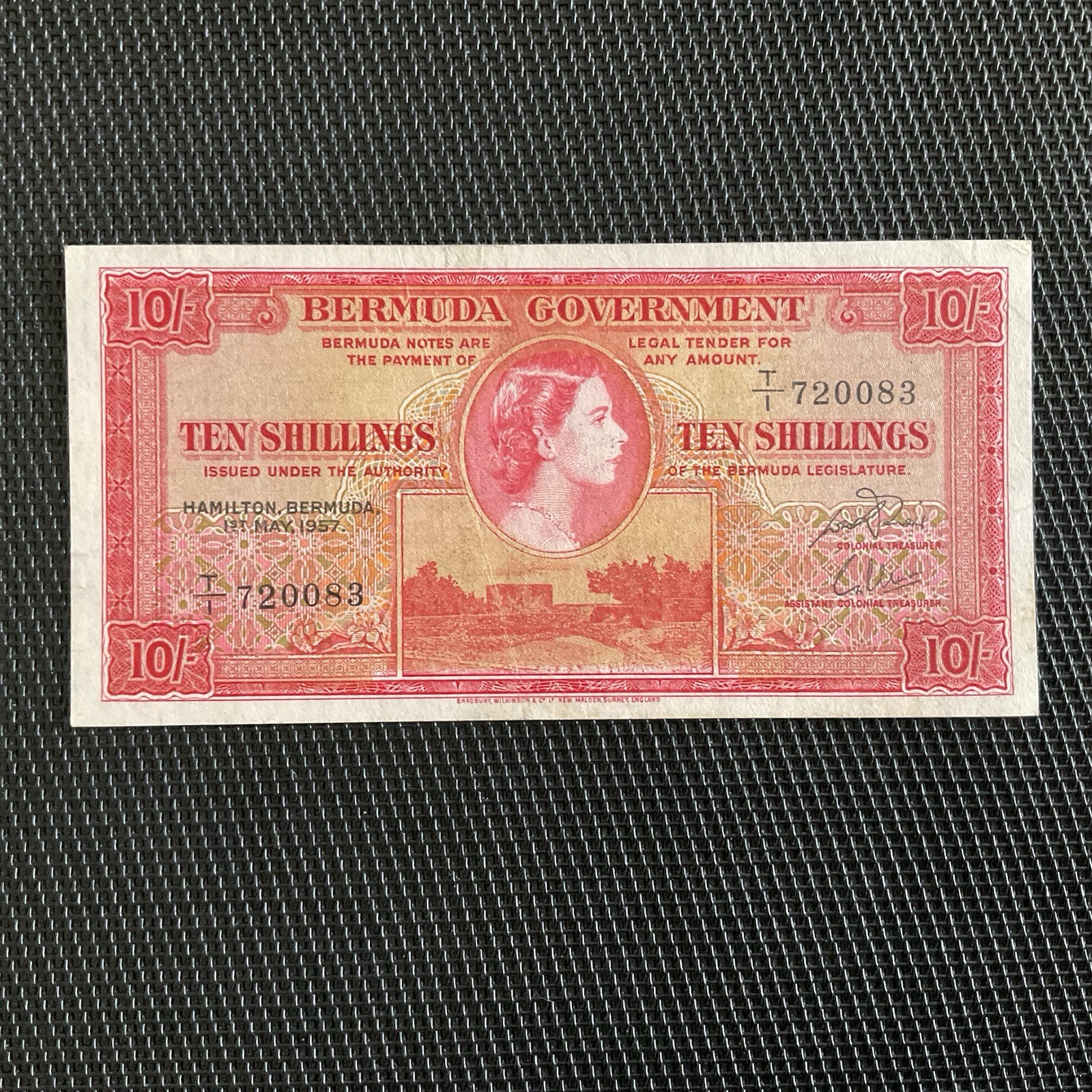 BERMUDES: 10 Shillings 01/05/1957, Pick 19b, SUP+/XF+ 🔥