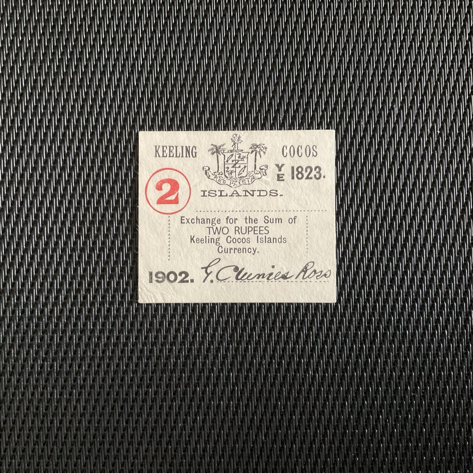 KEELING COCOS ISLANDS: 2 Roupies 1902, Pick S127, SPL/AU 🌐