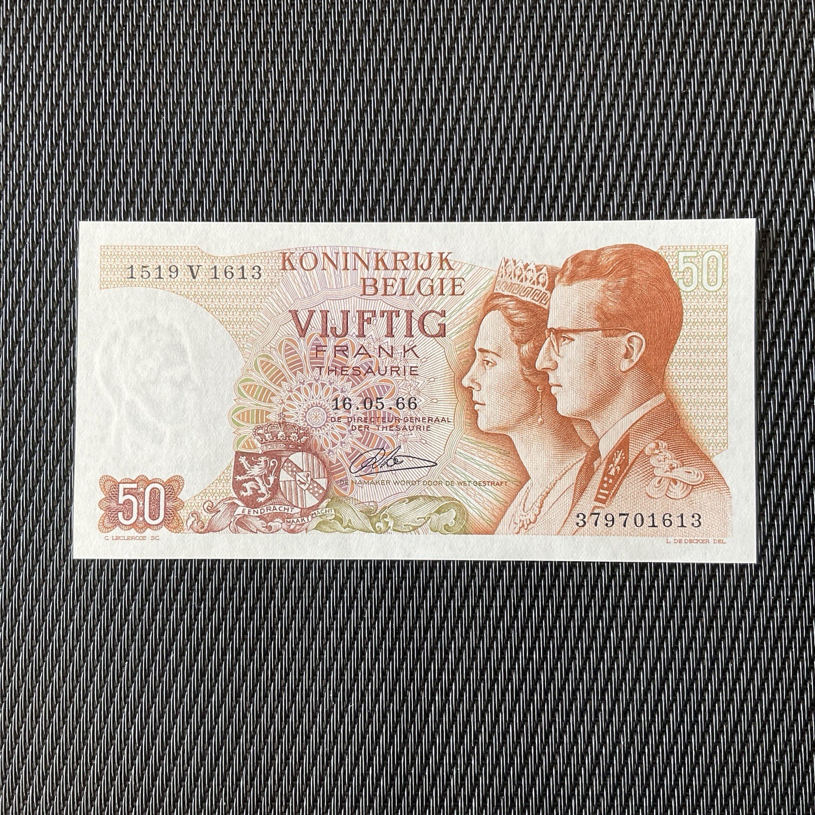 BELGIQUE: 50 Francs 18/05/1966, Pick 139d, NEUF/UNC 🌐
