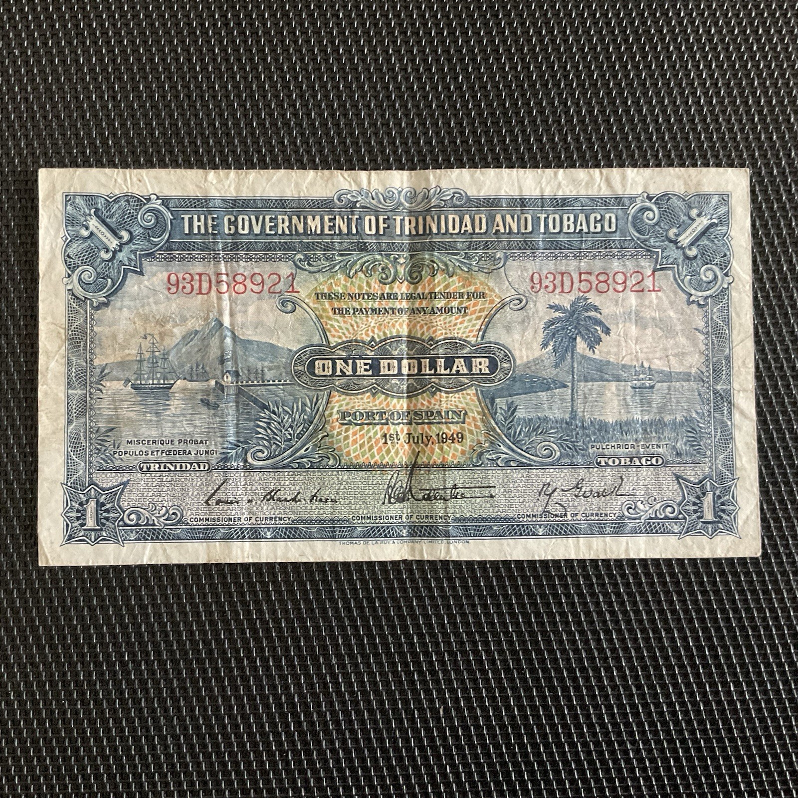 TRINIDAD ET TOBAGO: 1 Dollar 01/07/1949, Pick 5e, TTB/VF 💥