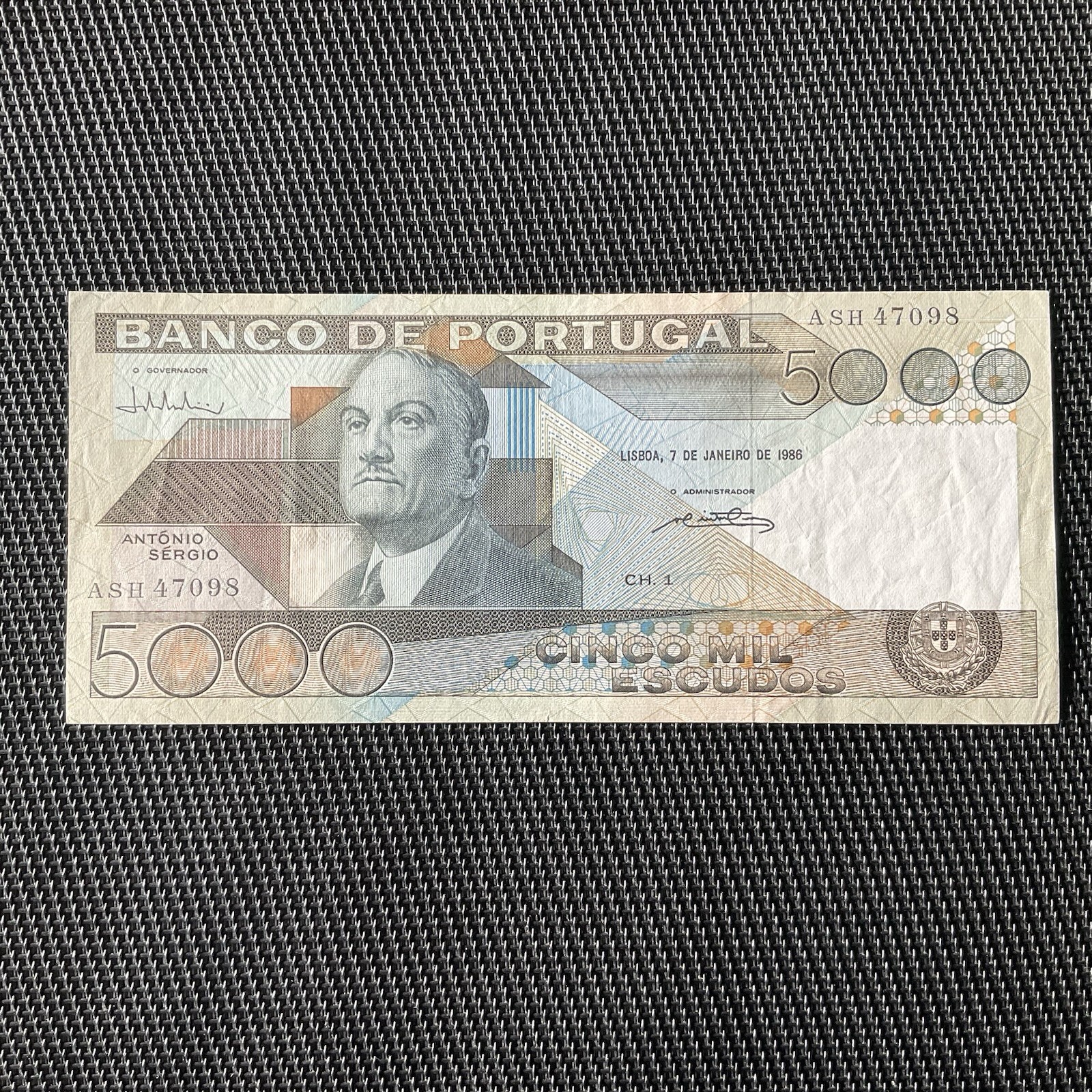 PORTUGAL: 5000 Escudos 07/01/1986, Pick 182e Sign 6, SUP/XF💥