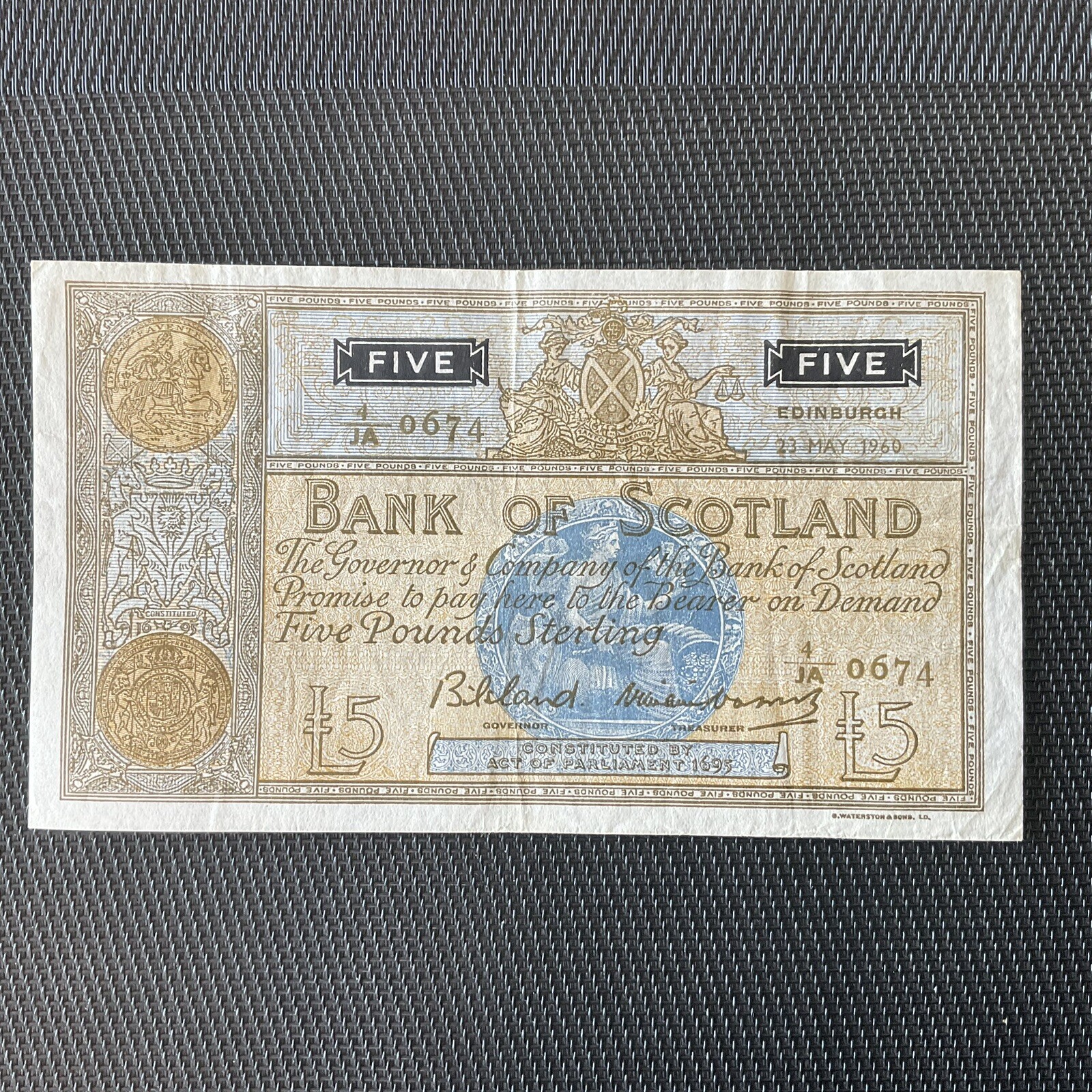 ÉCOSSE: 5 Pounds 23/05/1960, Bank Of Scotland, Pick 101b, TTB/VF 🔥