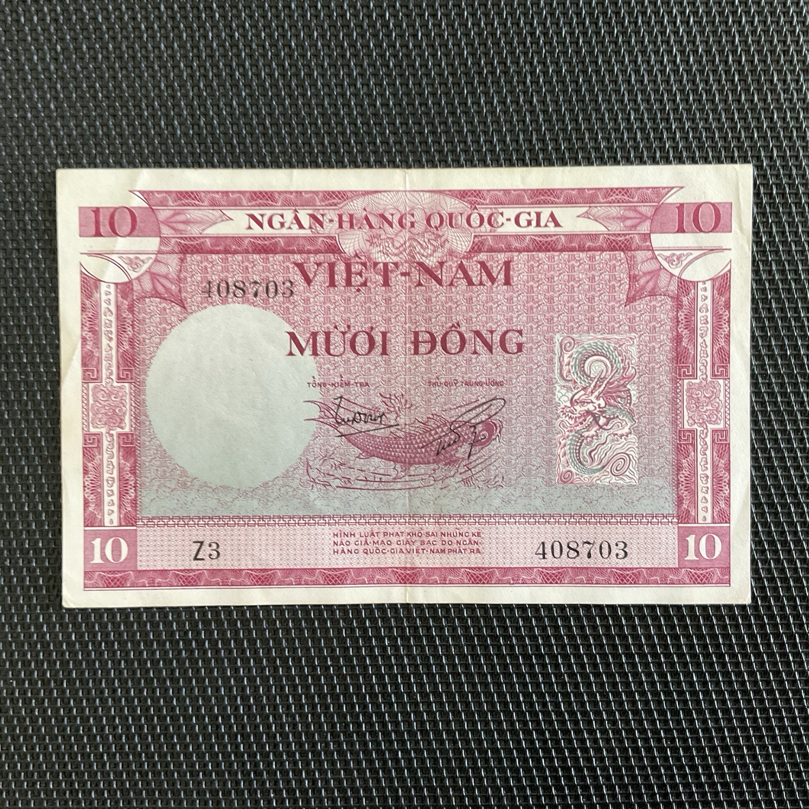 SUD VIETNAM: 10 Dong ND 1955, Pick 3, SUP/XF 🔥