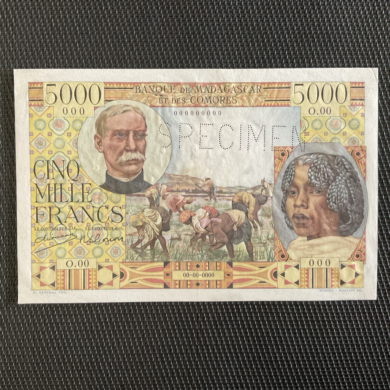 MADAGASCAR: 5000 Francs 30/06/1950, Galliéni, Pick 49as SPÉCIMEN, SUP/XF🔥