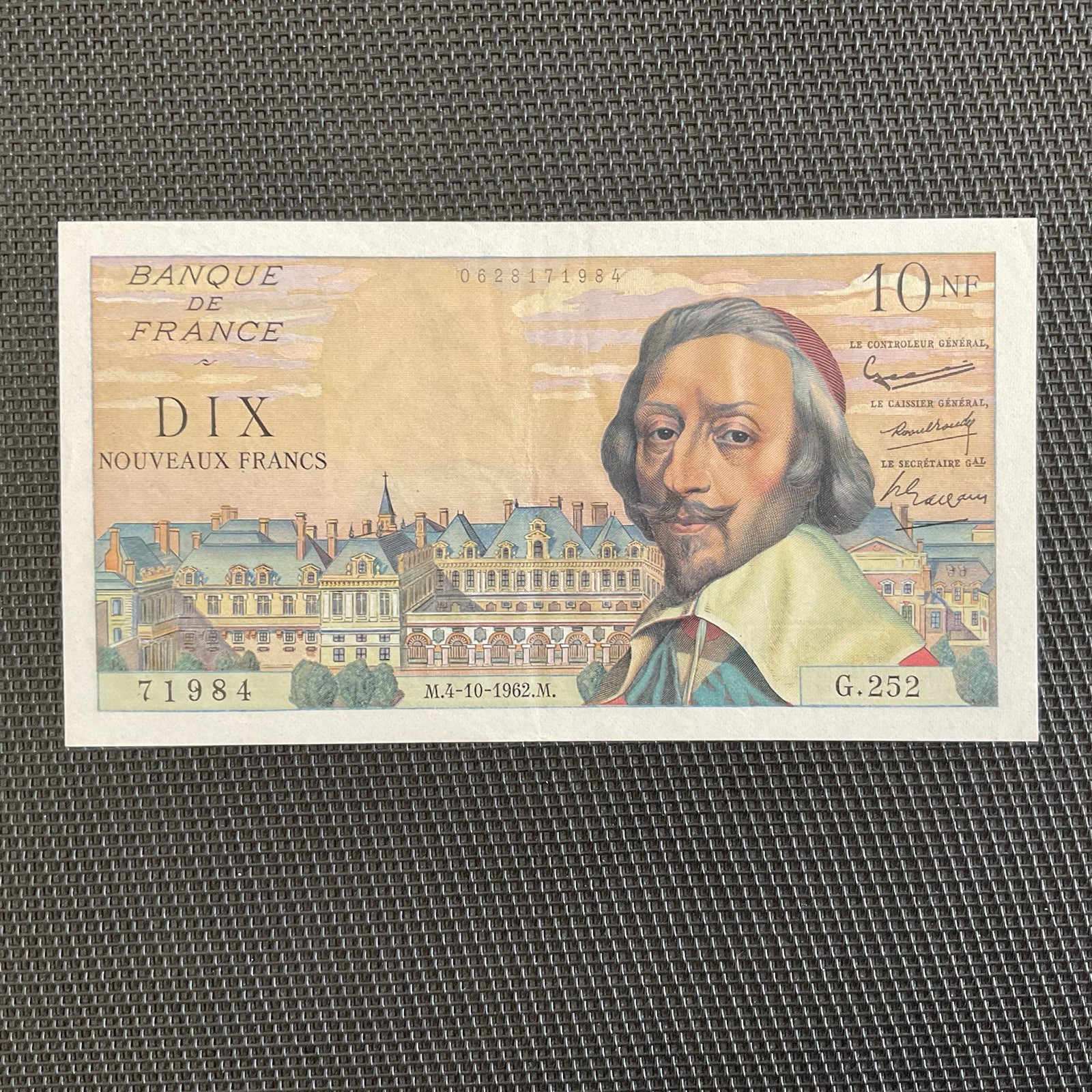 FRANCE: 10NF Richelieu 04/10/1962, F57-21, Pr.SPL/aAU 🇫🇷