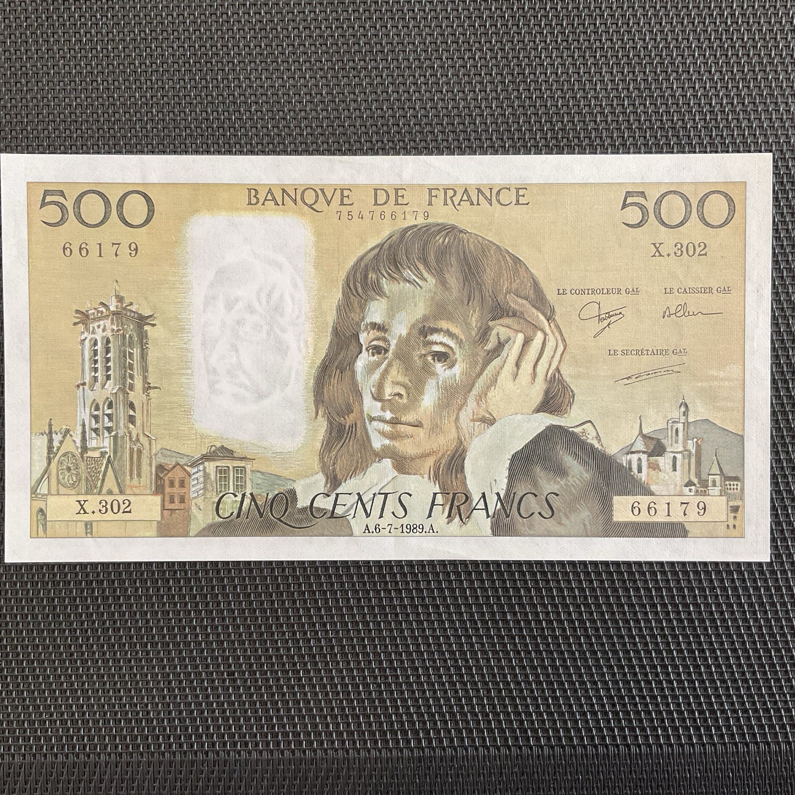 FRANCE: 500 Francs Pascal 06/07/1989, Alph 302, F71-42, SPL/AU 🇫🇷