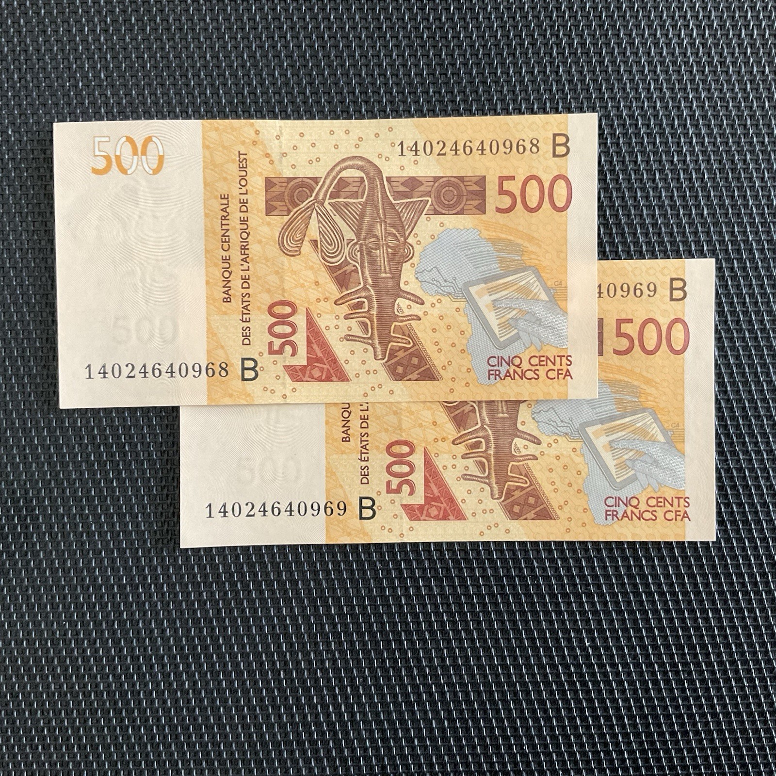 BÉNIN: 500 Francs 2014, BCEAO, 2 N° Consécutifs, Pick 219Bd, NEUFS/UNC 🔥