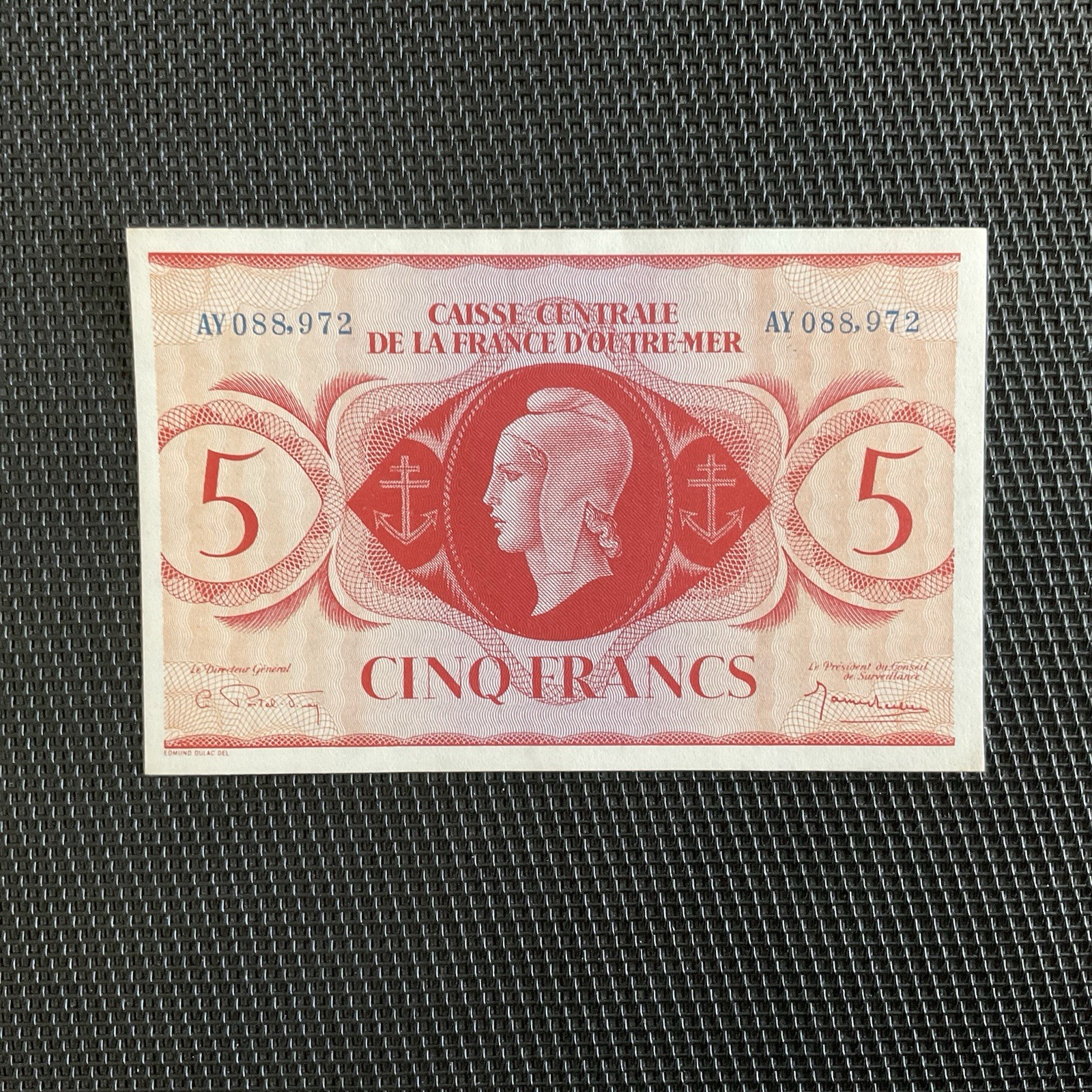 AFRIQUE ÉQUATORIALE FRANÇAISE: 5 Francs 02/02/1944, CCFOM, Pick 15a,NEUF/UNC 🔥