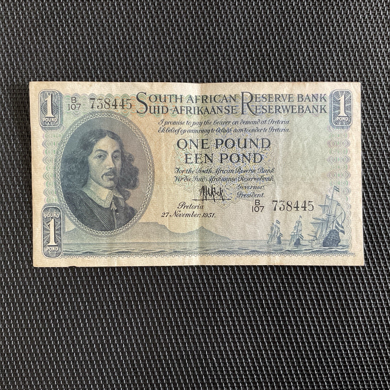 AFRIQUE DU SUD: 1 Pound 27/11/1951, Pick 92c, TTB/VF 🌐
